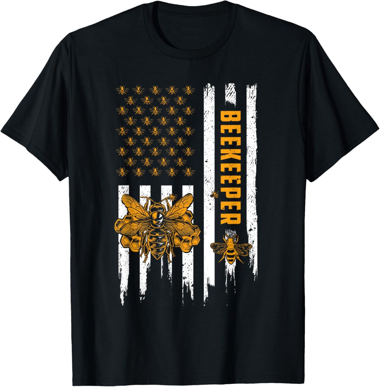 Beekeeping American Flag Honeycomb Honey Bees Beekeeper T-Shirt