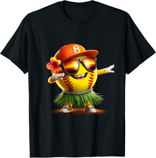 Tropical Summer Vacation Funny Hawaii Softball Ball Hawaiian T-Shirt