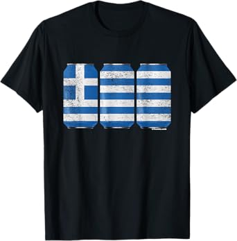 Cool Graphic Beer Cans Greece Flag T-Shirt