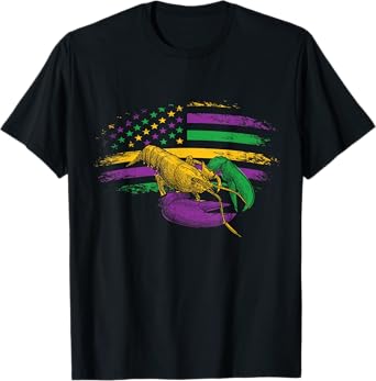Celebration Carnival Parade US Flag Crawfish Mardi Gras T-Shirt