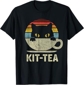 Kit Tea Black Kitty Cat Tea Lover Gift T-Shirt
