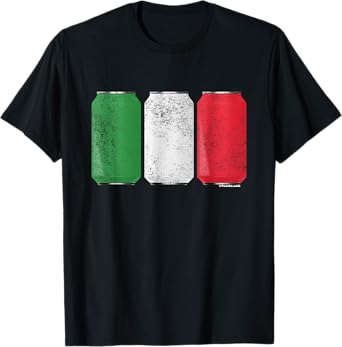 Cool Graphic Beer Cans Italy Flag T-Shirt