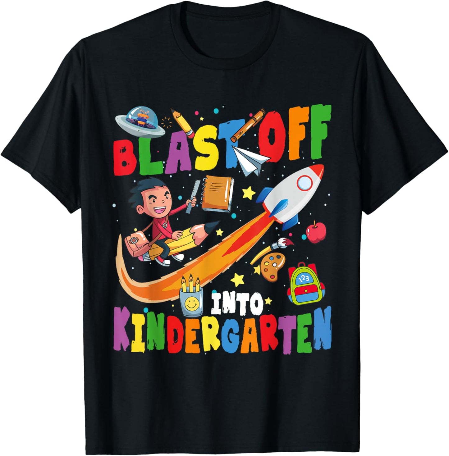 Rocket Blast Off Into Kindergarten Back To School T-shirt by TeeBrew