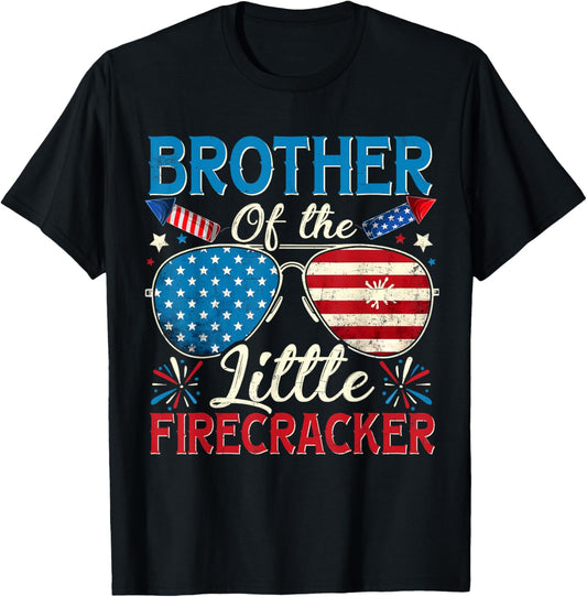 Brother Of The Little Firecracker 4th Of July Birthday Party T-shirt
