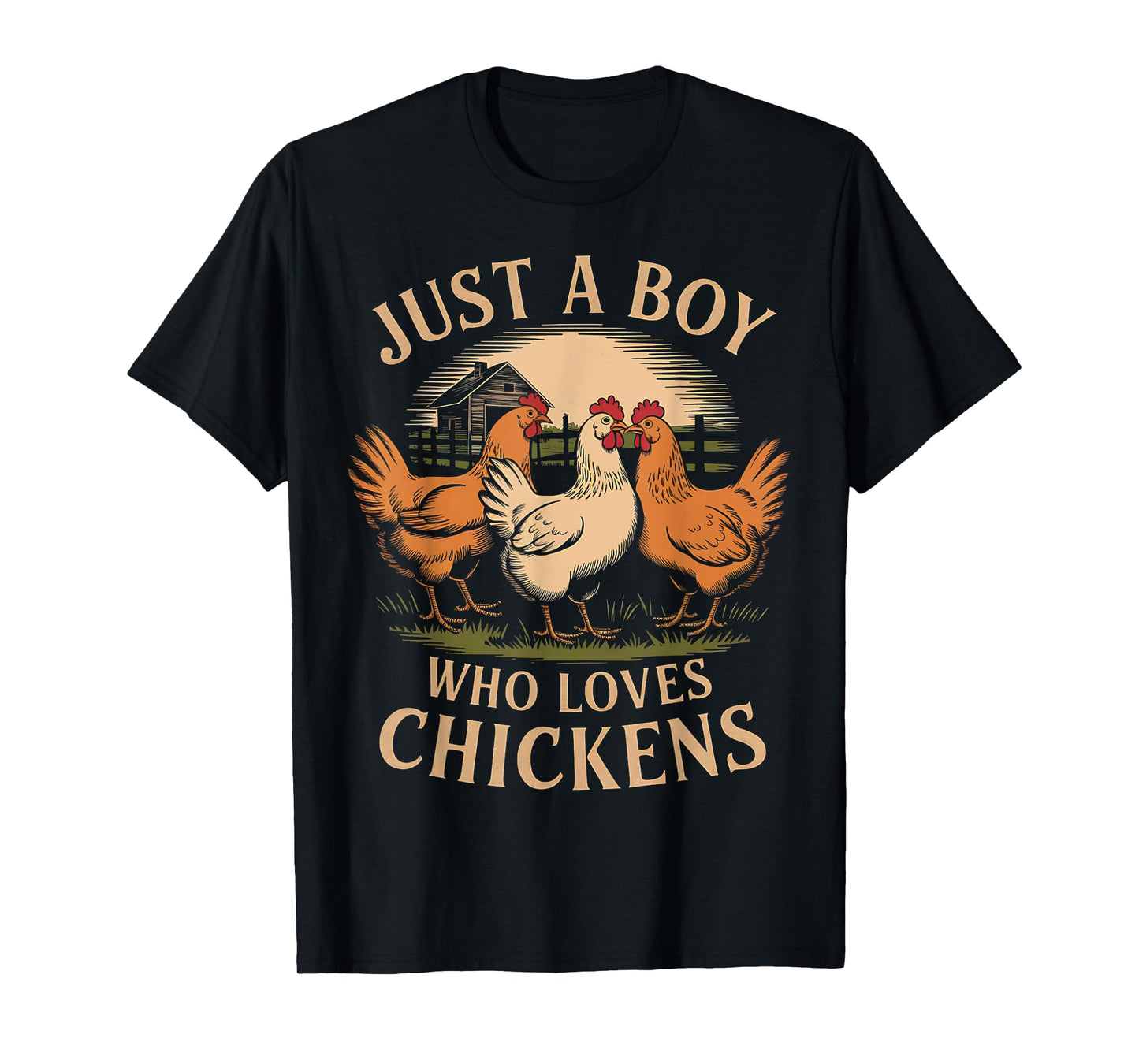 Just a Boy Who Loves Chickens Farm Life Vintage Boys Chicken T-Shirt