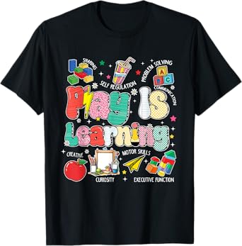 Vintage Play is Learning PreK Elementary Teacher Womens T-Shirt