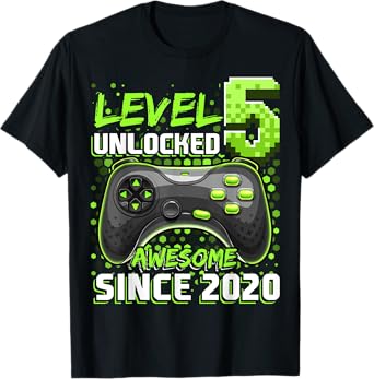 5th Birthday Boy Level 5 Gamer 5 Year Video Game Party T-Shirt