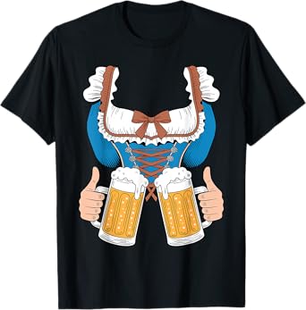 Dirndl Costume & Glasses of Beer Oktoberfest Women Girls T-Shirt