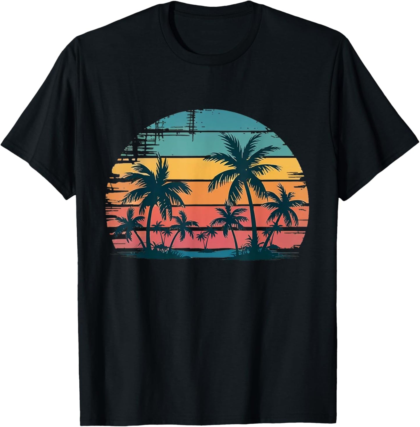 Vintage Sunset Beach Tropical Palm Tree Summer Vacation T-Shirt