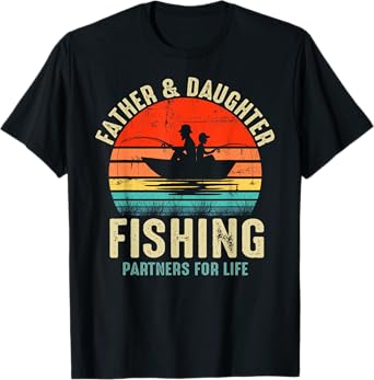 Father Daughter Fishing Partner For Life Retro Matching Dad T-Shirt