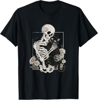 Cat Skull Kitten Cute Skeleton Halloween Men Women Kids T-Shirt