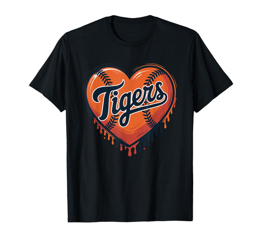 Tigers Baseball Heart Lovers Fan T-Shirt