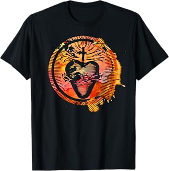 Sacred Heart of Jesus Watercolor Catholic T-Shirt