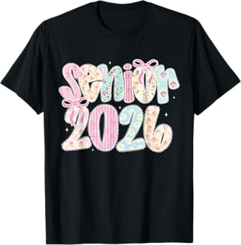 Coquette Lace Floral Pastel Senior 2026 Senior 26 Graduation T-Shirt