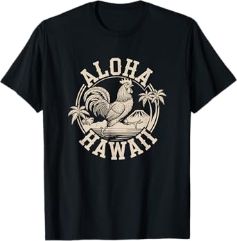 Aloha Hawaii Rooster Running on the Beach Tropical Vacation T-Shirt