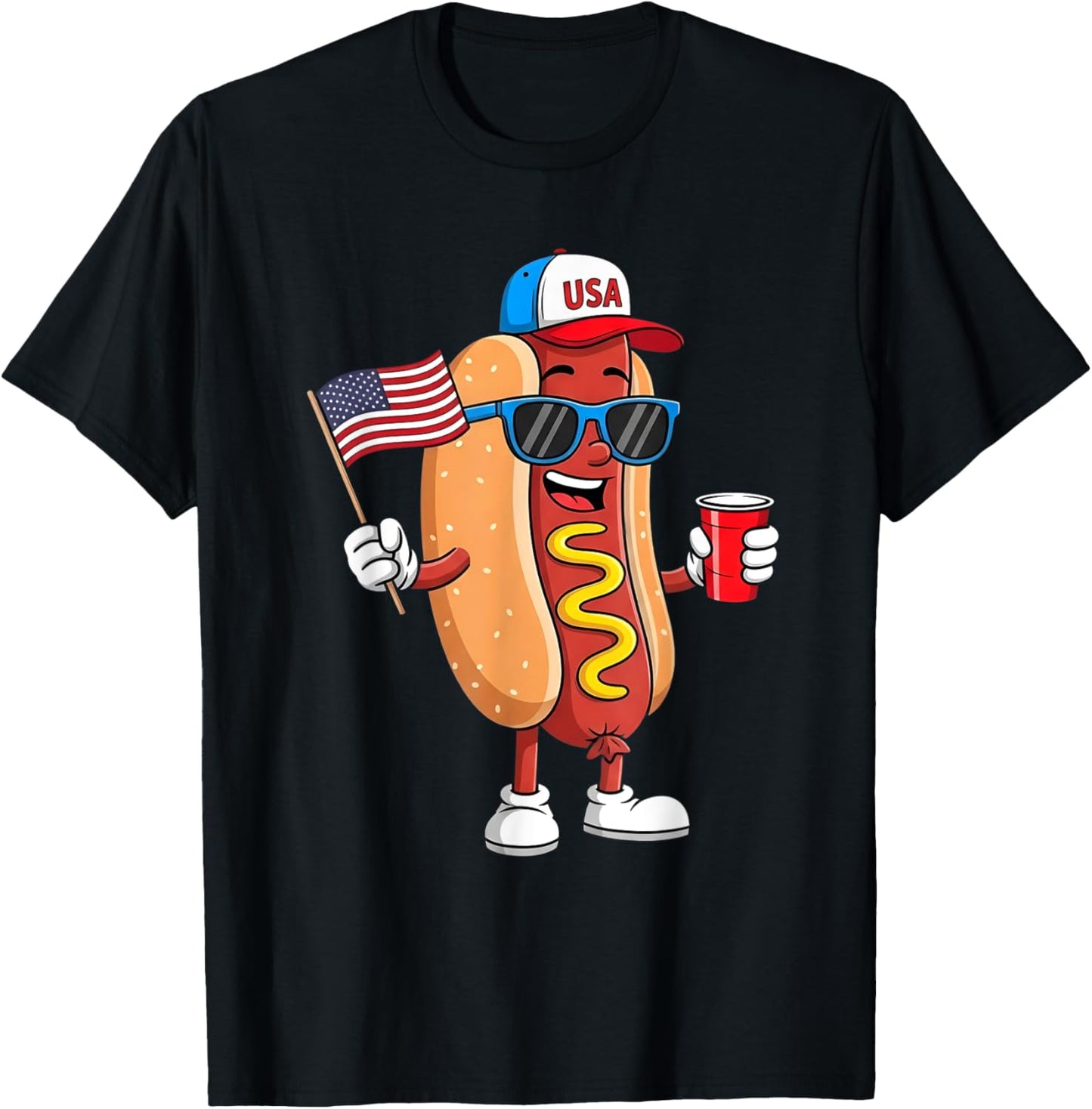 Funny Patriotic Hotdog 4th Of July Usa Bbq Party Gifts T-shirt