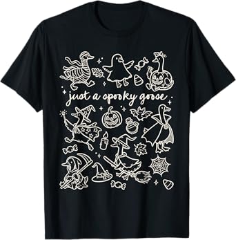 Just A Spooky Goose Cute Silly Halloween Doodles T-Shirt