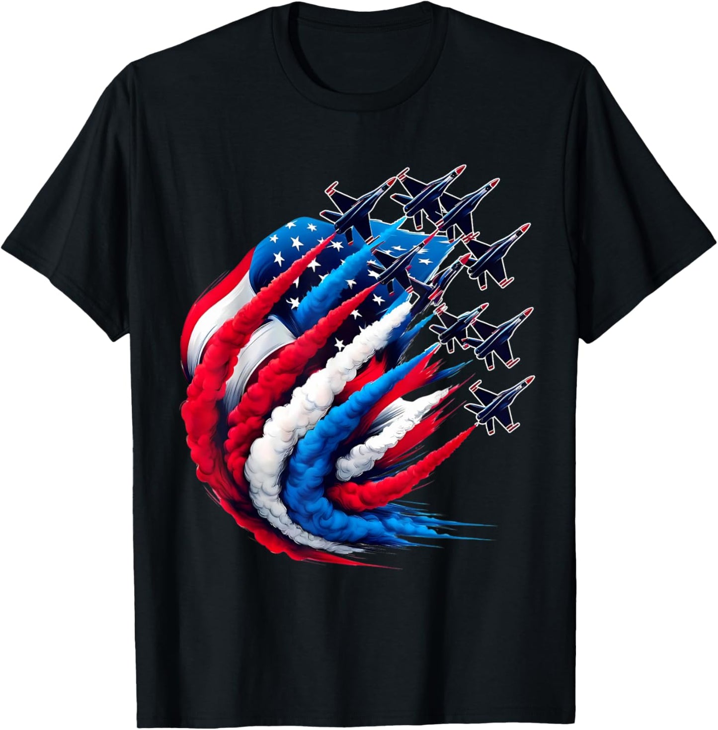 Patriotic Red White Blue Usa Flag Fighter Jets 4th Of July T-shirt