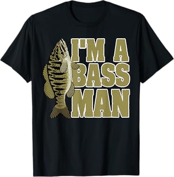 Bass Fishing Angling Mam Black Fish Fisherman Sport T-Shirt