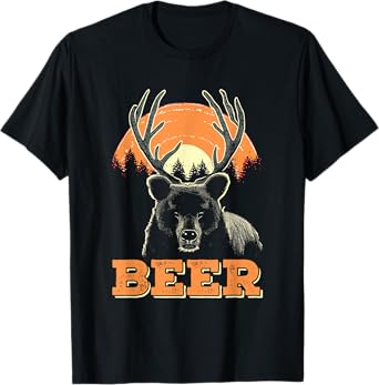 Bear Deer Beer - Vintage Funny Bear + Dear Pun T-Shirt