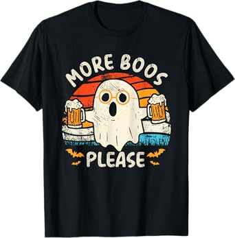 Retro More Boos Please Ghost Beer Halloween Costume Men Boys T-Shirt