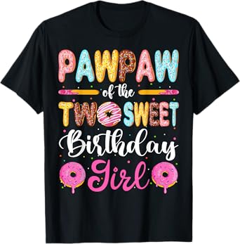 Pawpaw Of The Two Sweet Birthday Girl Donut 2nd Birthday T-Shirt
