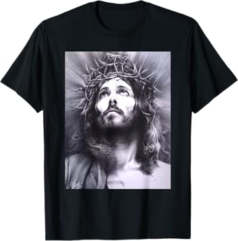 Image Face Of Jesus On A Cross With Crown Of Thorns T-Shirt