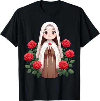 St Therese of Lisieux Kids Little Flower Rose Catholic Saint T-Shirt