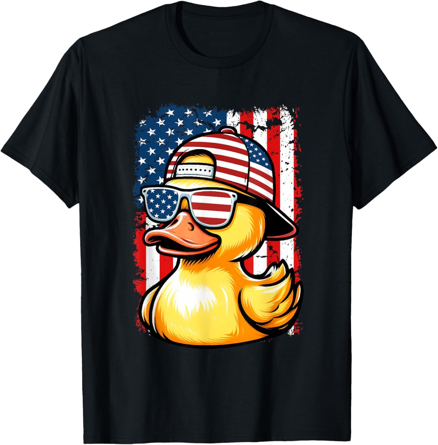 Rubber Duck American Flag 4th Of July Funny Sunglasses Duck T-Shirt