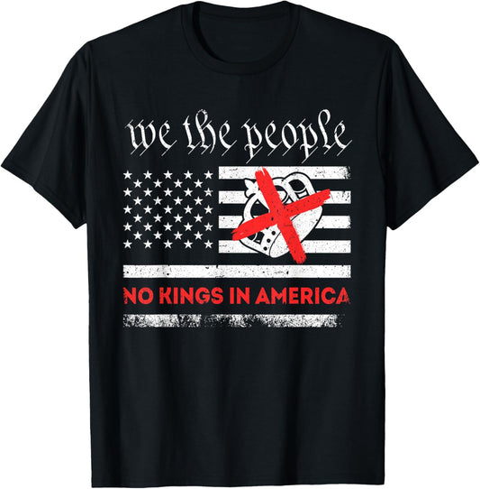 No Kings In America Usa Flag Vintage Democracy T-shirt