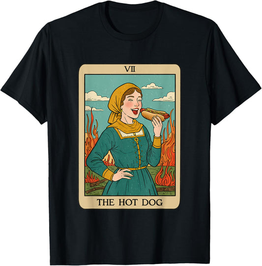 The Hot Dog Tarot Card Funny Retro Witchy Humor T-Shirt