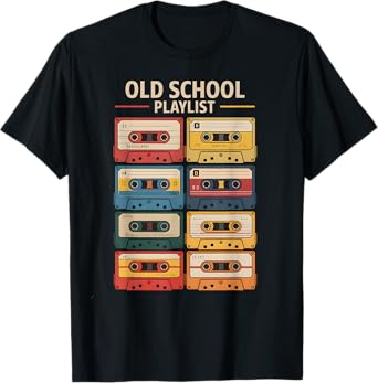 Old School Playlist Retro 80s 90s Cassette Tape Music T-Shirt
