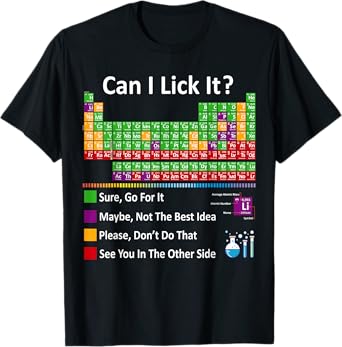 Can I Lick It Periodic Table Chart Science Teacher Cool meme T-Shirt