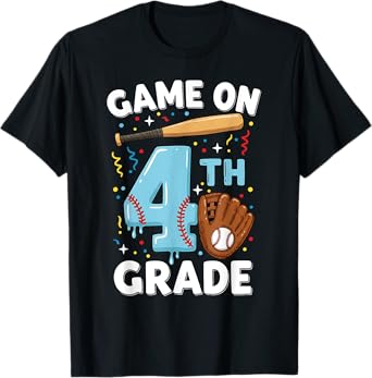 Game On 4th Grade Baseball Back to School | Ice Cream Drip T-Shirt