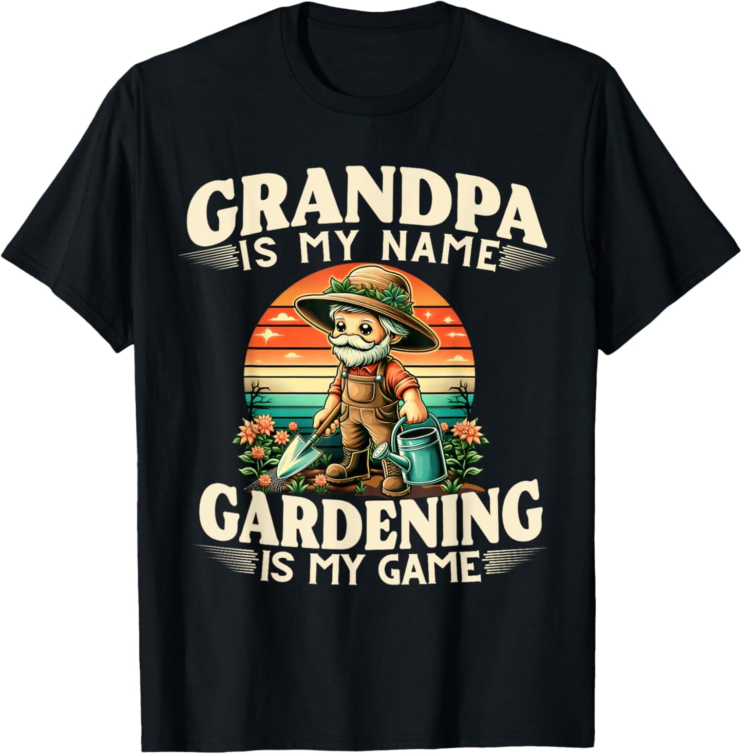 Retro Grandpa gardening Outfits for Birthday Fathers day T-Shirt