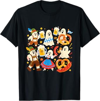 Funny Ghost Oktoberfest Beer Pretzel Sausage T-Shirt