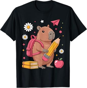 Capybara Backpack Pencil Books Toddler Kids Back To School T-Shirt
