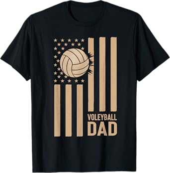 Vintage Volleyball Dad USA Flag Retro Fathers Day Daddy Men T-Shirt
