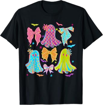 Halloween Coquette Bow Cute Ghosts Girl Women Kid T-Shirt