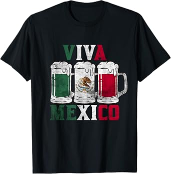 Vintage Beer Mexican Flag Viva Mexico Independence Day T-Shirt