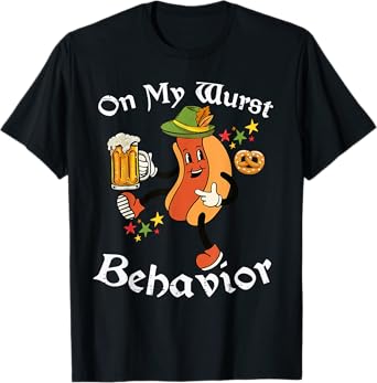 Oktoberfest On My Wurst Behavior Sausage Funny German Men T-Shirt