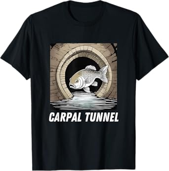 Carpal Tunnel Carp Fish in a Tunnel Pun Dad Joke Developer T-Shirt