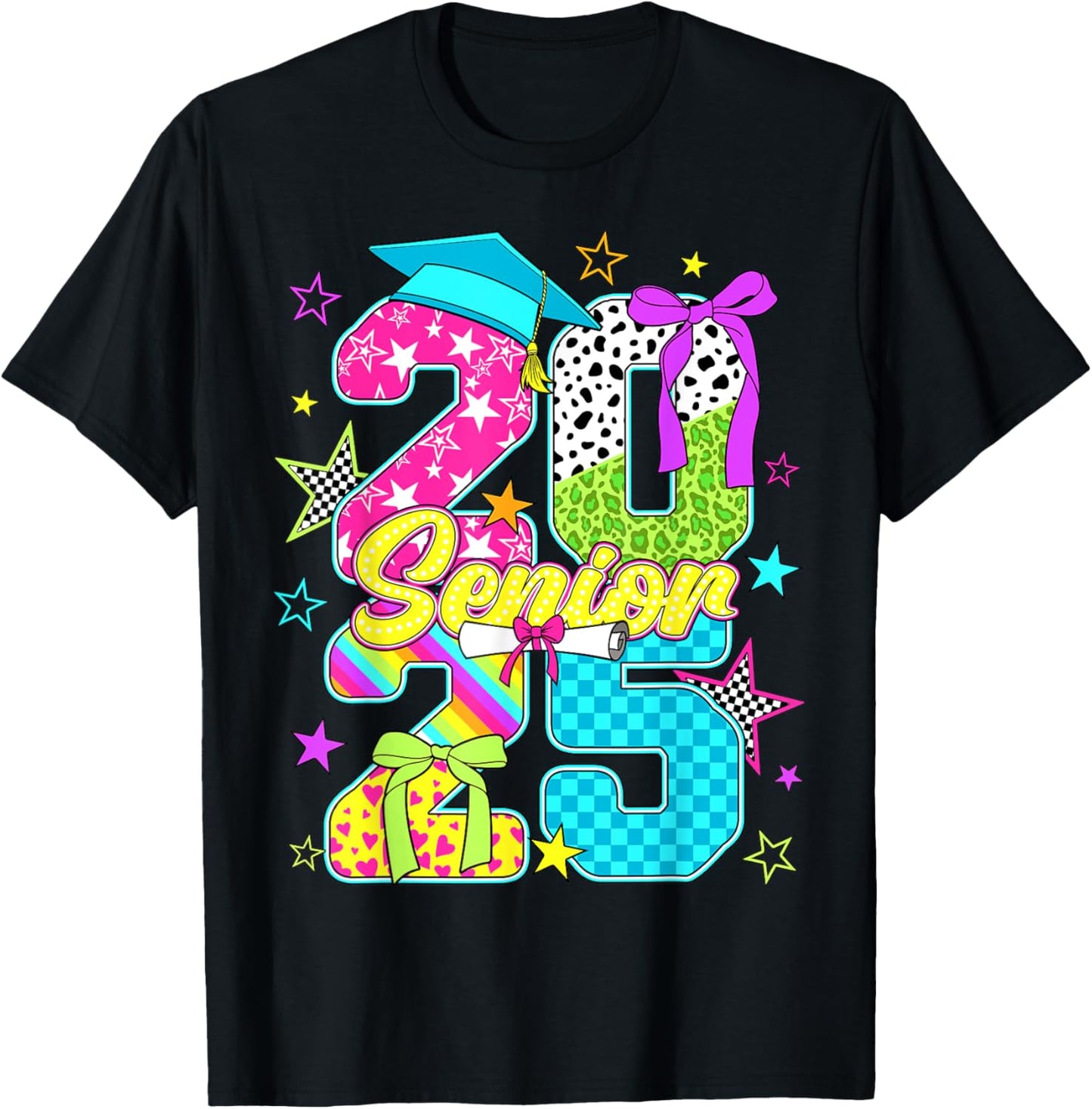 Senior 2025 Coquette Bow Class Of 2025 Graduation Girl Women T-Shirt