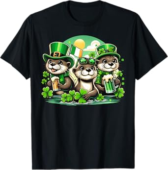 Irish Otters St. Patrick's Day Irish Shamrock Beer Festival T-Shirt