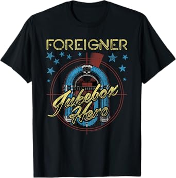 Foreigner Retro Jukebox Hero with Stars Vintage Band T-Shirt