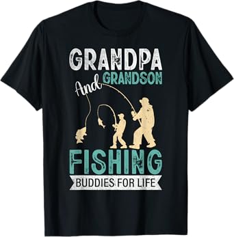 Grandpa and Grandson Fishing Buddies for Life Matching T-Shirt