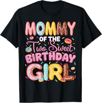 Mommy Of The Two Sweet Birthday Girl Donut 2Nd Birthday T-Shirt