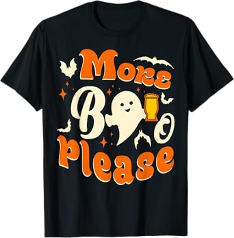 More Boos Please Ghost Beer Retro Halloween Drinking Men T-Shirt