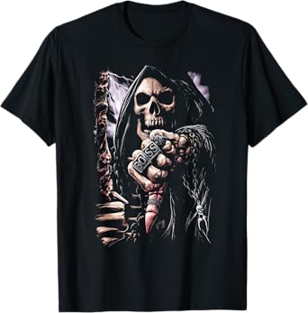Scary Grim Reaper Boss Ring Death Skeleton Skull Halloween T-Shirt