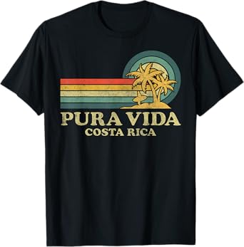 Pura Vida Beach Costa Rica Family Vacation Vintage Palm Tree T-Shirt